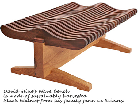Waves Wood Bench