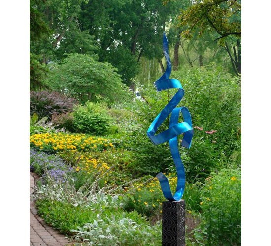 what Abstract Blue Metal Hand-crafted Indoor-outdoor Sculpture