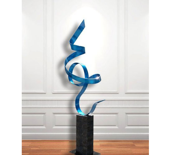 what Abstract Blue Metal Hand-crafted Indoor-outdoor Sculpture