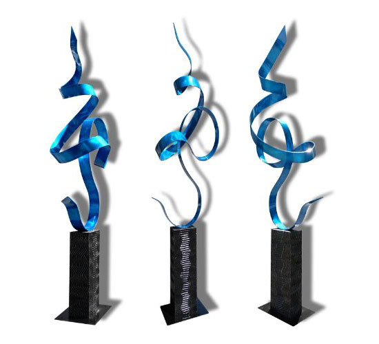 what Abstract Blue Metal Hand-crafted Indoor-outdoor Sculpture