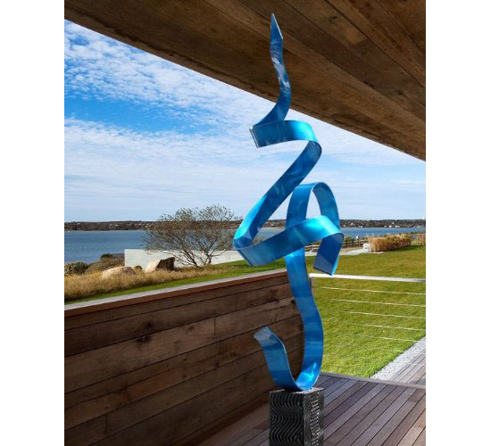 what Abstract Blue Metal Hand-crafted Indoor-outdoor Sculpture