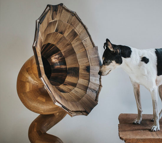 Bellaphone No.7 : Horn Speaker Made from a Herradura Tequila Barrel by Fiddle + Hammer