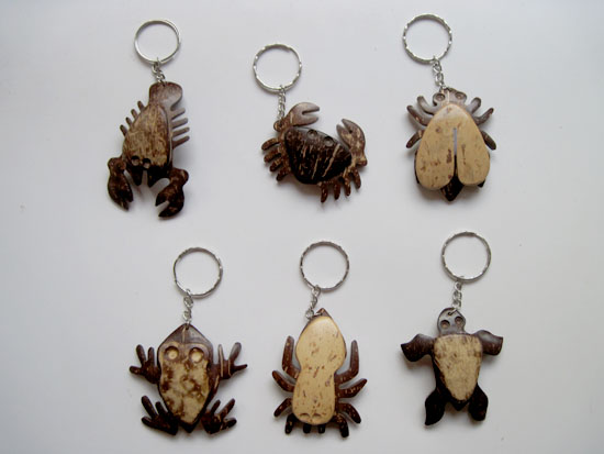 Coconut Shell Animal Keychain