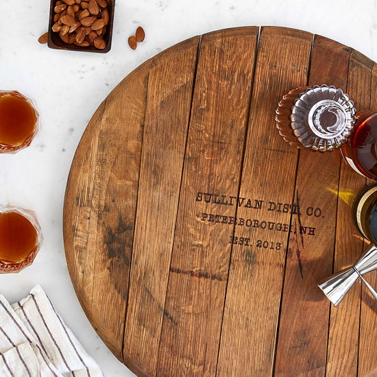 Custom Bourbon Barrel Lazy Susan Tray