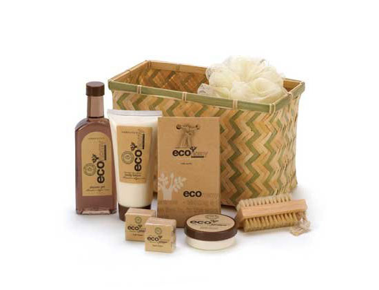 Eco Deluxe Bath Body Gift Basket Lotion Cream Brush Set