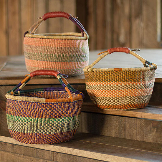 Ghanaian Variant Striped Bolga Market Basket