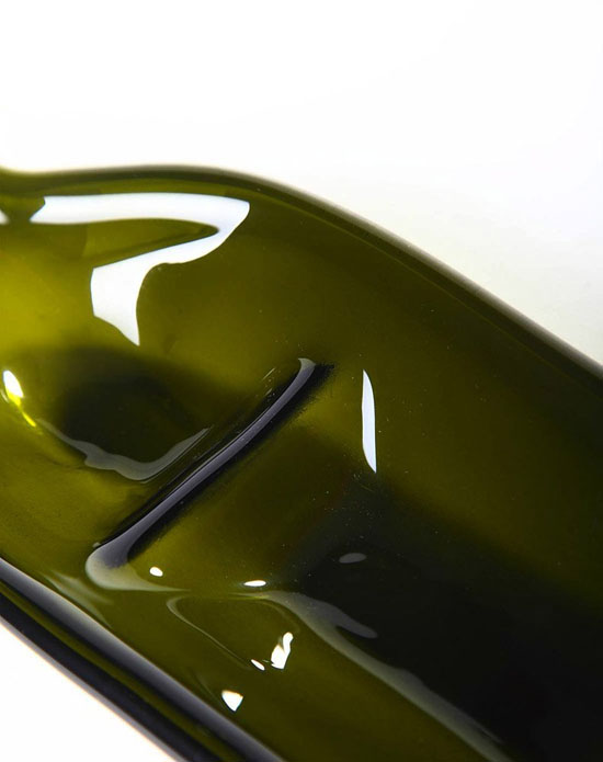 Green Pressed Glass Wine Bottle Divided Serving Platter