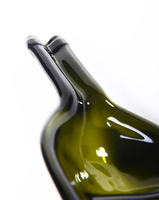 Green Pressed Glass Wine Bottle Divided Serving Platter