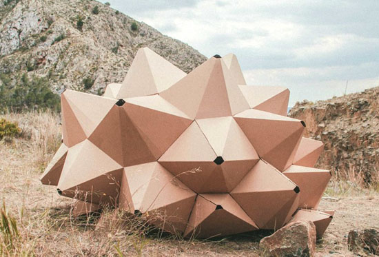 Helix Shelter Is Made of Laser Cut Recycled Cardboard by Ootro eStudio