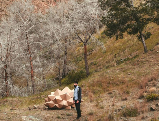 Helix Shelter Is Made of Laser Cut Recycled Cardboard by Ootro eStudio