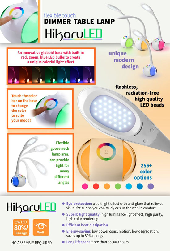 HikaruLED Innovative Touch LED Desk Lamp