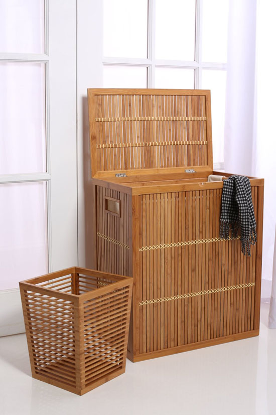 InThiSPACE Modern Bamboo Waste Basket