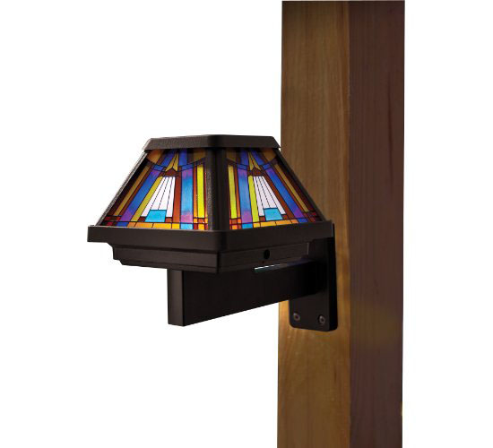 Moonrays 91241 Stained-Glass Solar-Powered LED Post-Cap Lamp