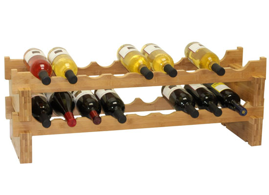 Oceanstar 18-Bottle Stackable Bamboo Wine Rack