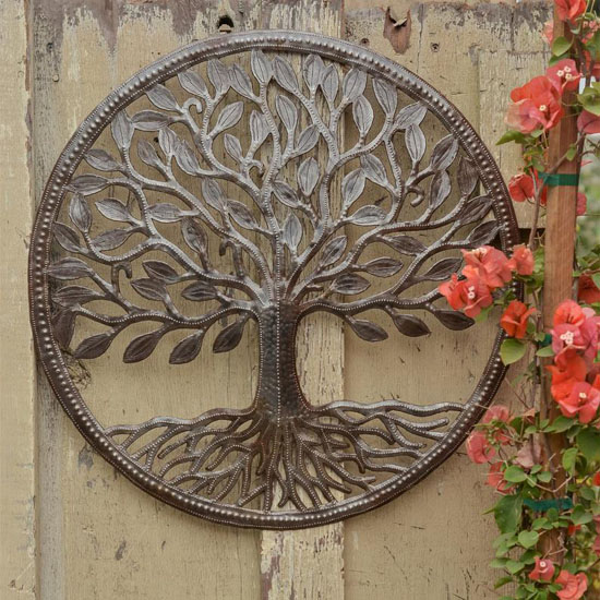 Organic Tree of Life Wall Art Is Made of Recycled Iron Barrel Cover