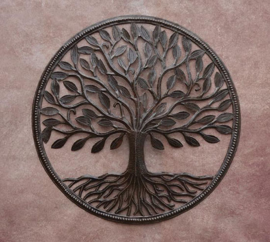 Organic Tree of Life Wall Art Is Made of Recycled Iron Barrel Cover