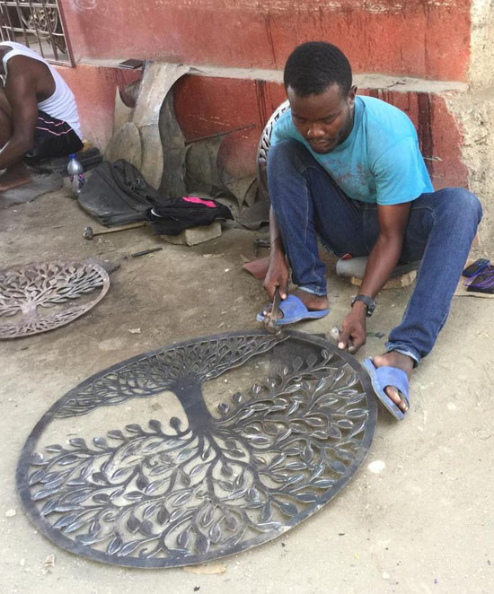 Organic Tree of Life Wall Art Is Made of Recycled Iron Barrel Cover