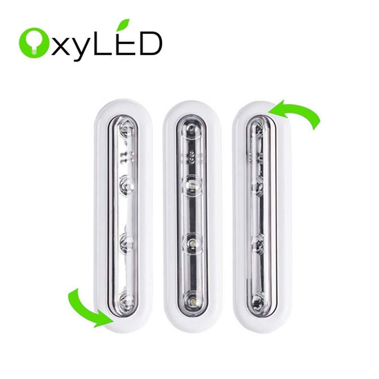OxyLED T-01 DIY Stick-on Anywhere 4-LED Touch Tap Light Push Light