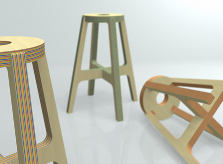 Paper-wood Stool