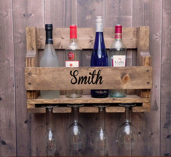 Beautiful Rustic Pallet Wine Rack That Can Be Personalized with Your Name