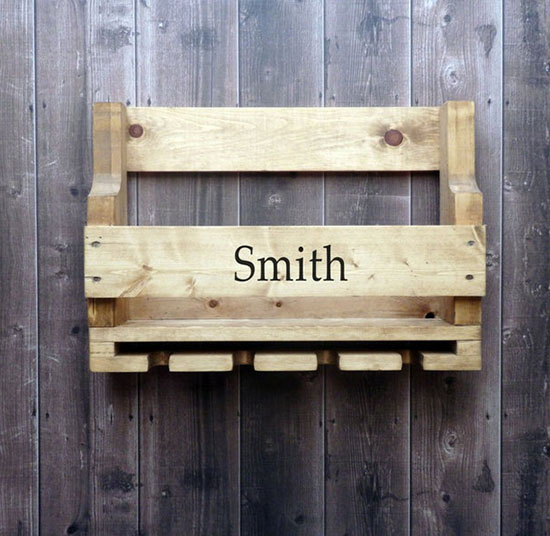 Beautiful Rustic Pallet Wine Rack That Can Be Personalized with Your Name