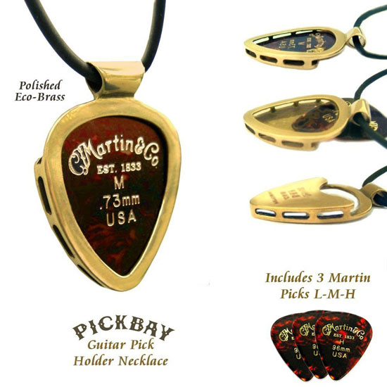 PickBay Guitar Pick Holder Necklace ECO-BRASS 