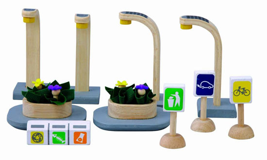 the PlanToys PlanCity Series Eco Street Accessories