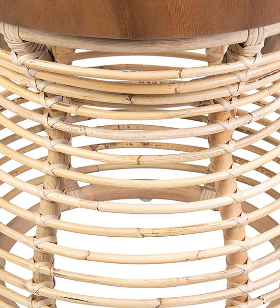 Rattan and Wood Side Table