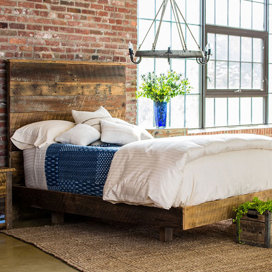 Reclaimed Barnwood High Headboard Bed Sets