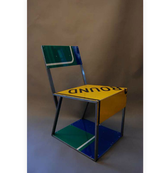 Recycled Traffic Sign Furniture Pieces