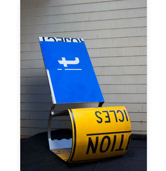 Recycled Traffic Sign Furniture Pieces