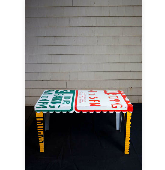 Recycled Traffic Sign Furniture Pieces