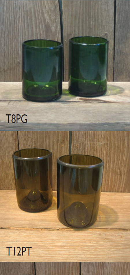 Recycled Wine Bottle Vase and Tumbler