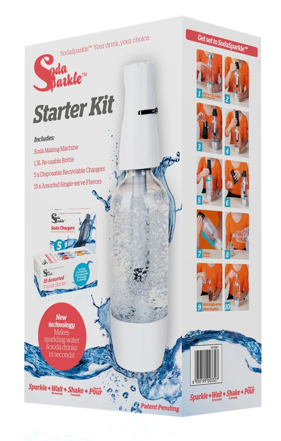 SodaSparkle Compact And Safe DIY Carbonated Soft Drink Maker Starter Kit With Eco-Friendly Bottle