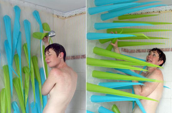 Spiky Inflatable Shower Curtain Prevents You from Wasting Water in The Shower
