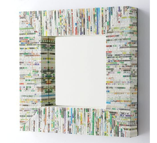 Square Mirror Made From Recycled Magazine