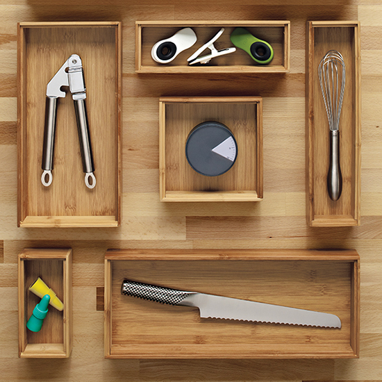 Stackable Bamboo Drawer Organizers