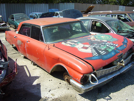 Recycled Car Hood Table