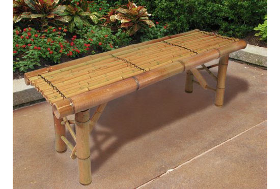 Tiki Bamboo Bench Tropical Coffee Table Patio Bar Bench