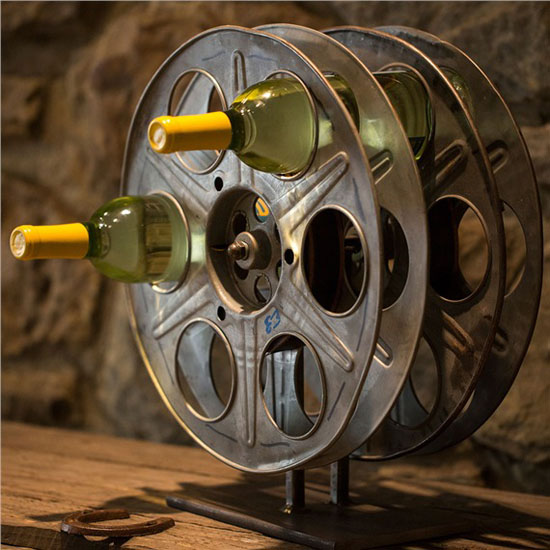 Vintage Film Reel Wine Rack