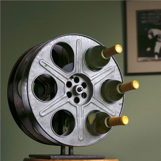 Vintage Film Reel Wine Rack