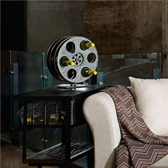 Vintage Film Reel Wine Rack