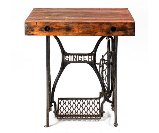 Vintage Reclaimed Wood Industrial Sewing Table