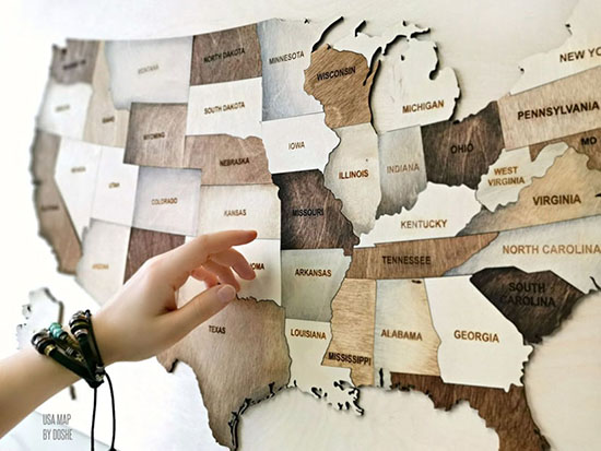 Wall Art for Traveling Lovers - Wooden Map of United States